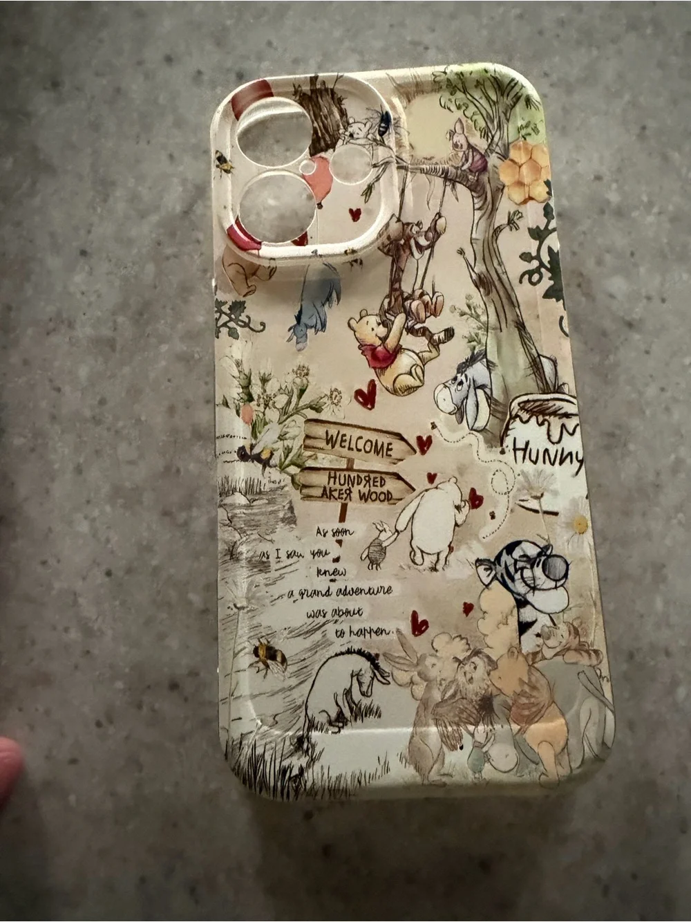 Winnie the Pooh Themed Phone 16 Pro Case with Colorful Paw Print Options